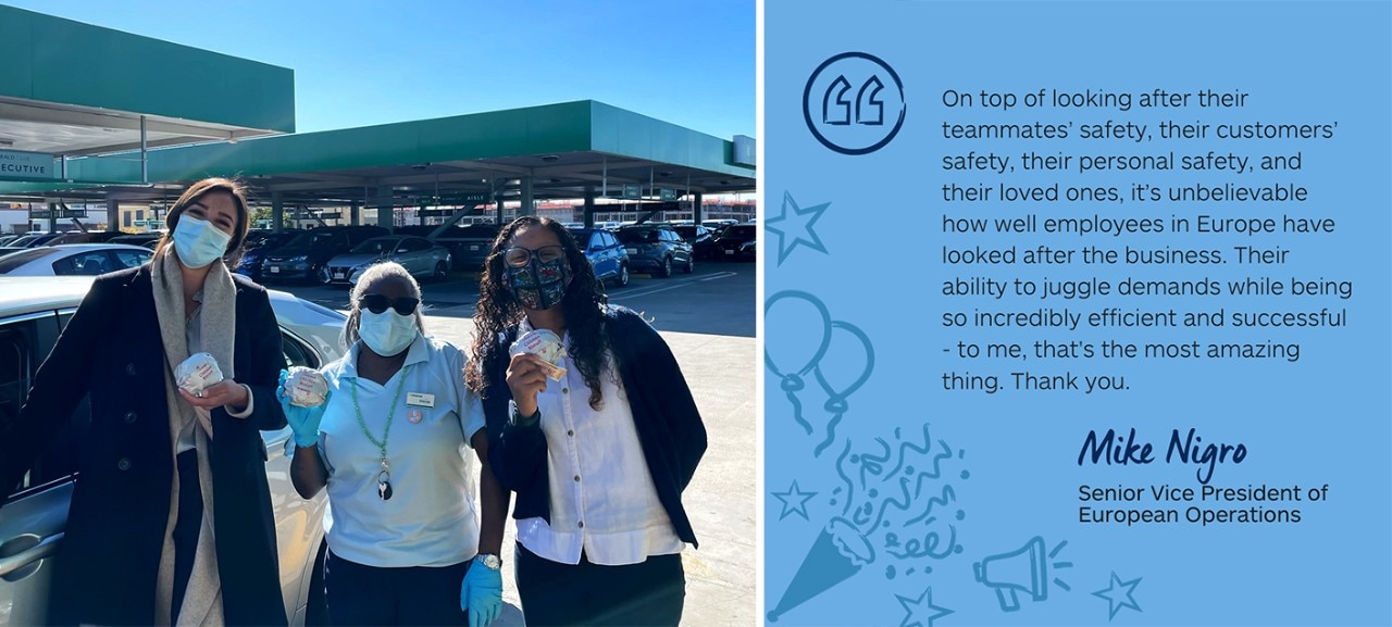 Enterprise employees enjoying lunch for employee appreciation day