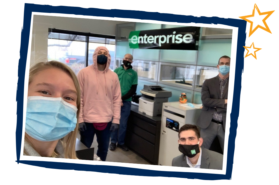 Enterprise employees wearing masks in the office