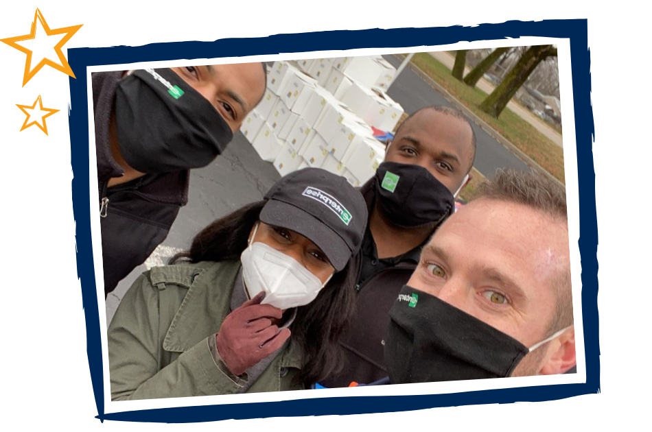 Enterprise employees wearing masks