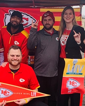 Employees in Kansas City Chiefs attire