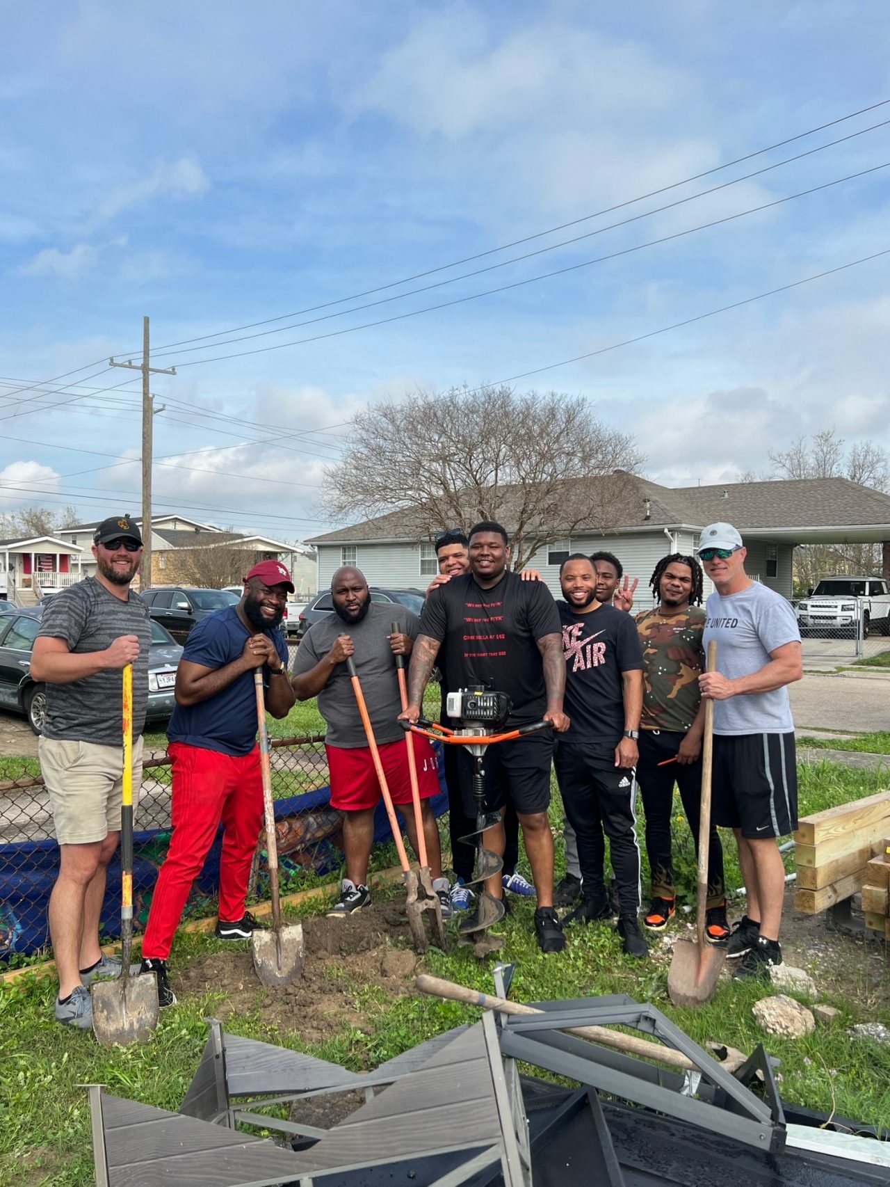 Group of employees doing community service
