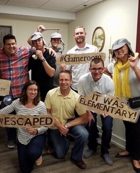 Employees after completing an escape room