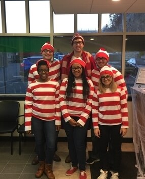 Employees dressed as Waldo