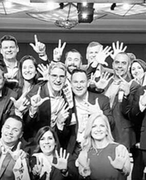 Black and white employee group photo