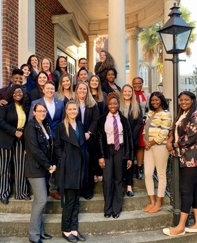 Group of employees on a staircase