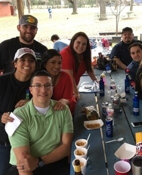 Group of employees at a BBQ
