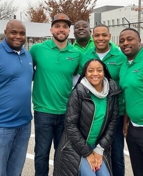 Employee group photo outside