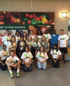 Group photo at a food bank