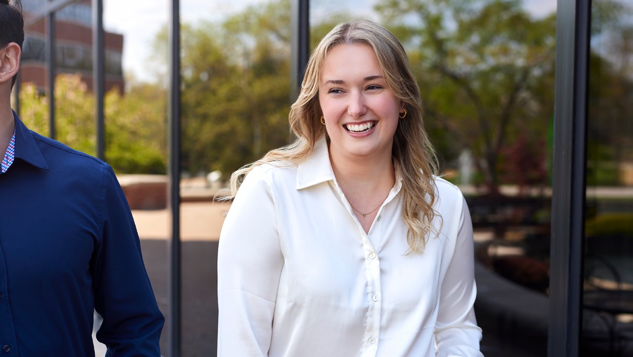 Enterprise Mobility team member outside the global head office in St Louis, MO. 
