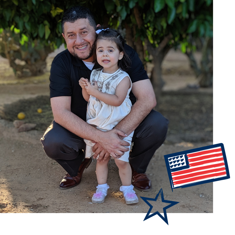 Crus with his daughter