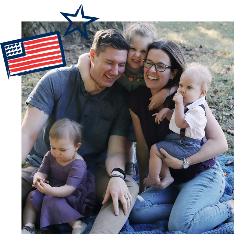Jeremy B. with his wife and three children