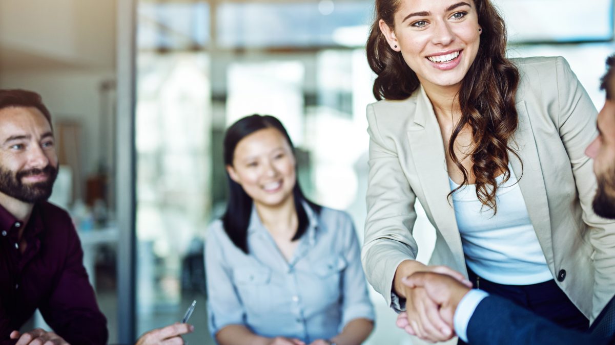 Shaking hands with everyone after an interview
