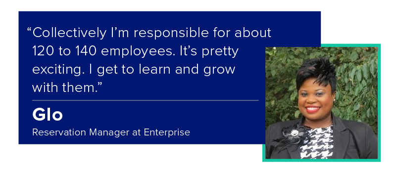 Headshot of Glo with a quote