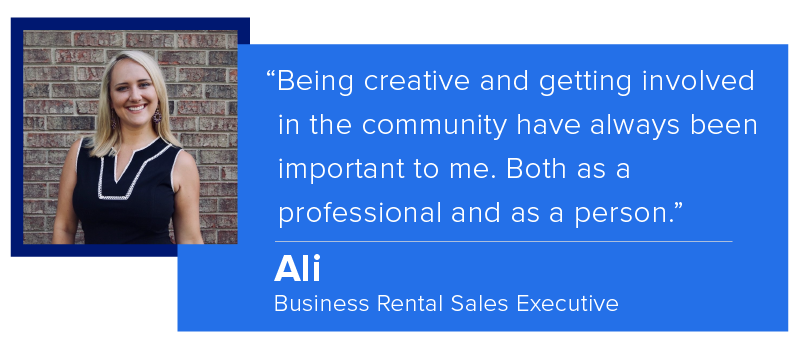 Ali's professional picture with a quote