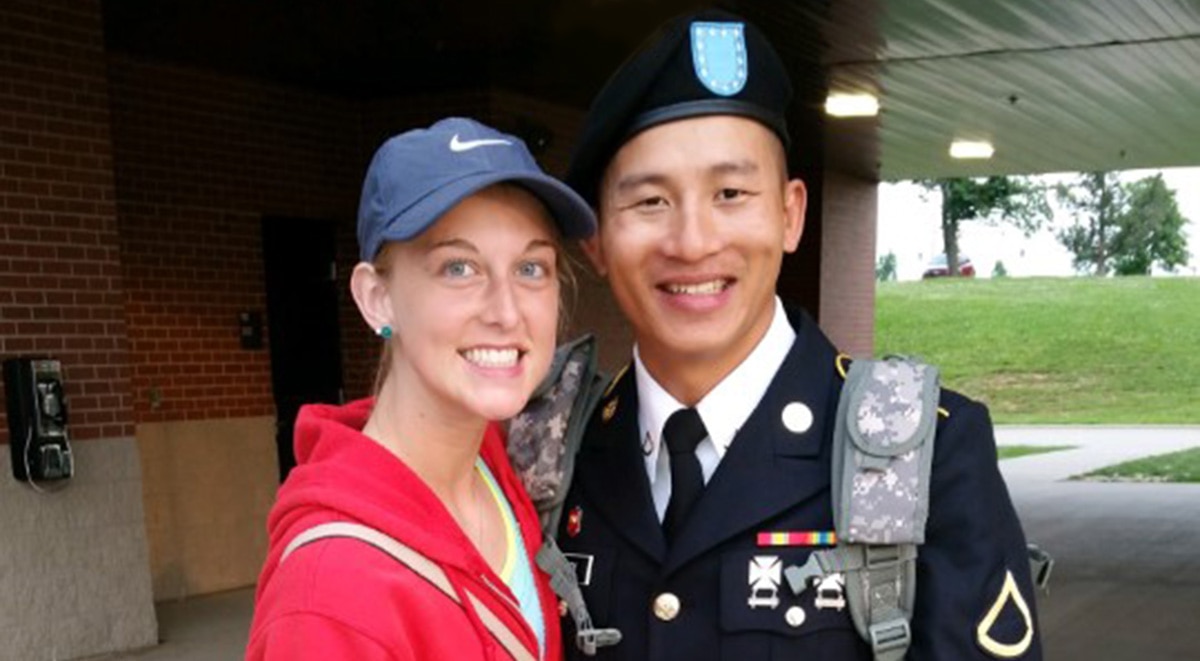 Joe B. In his Army National Guard Uniform with his wife