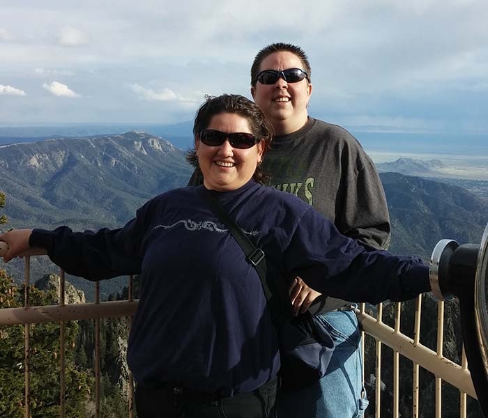 Amy and Ace with mountain background