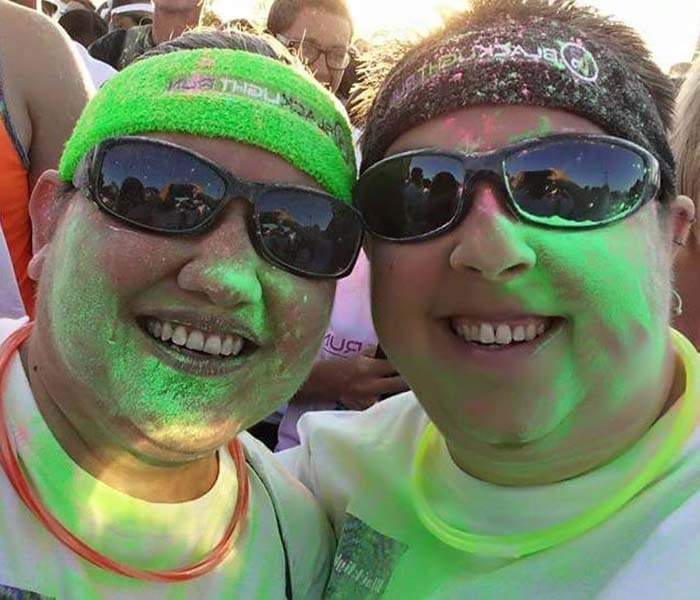 Amy and Ace at a glow run