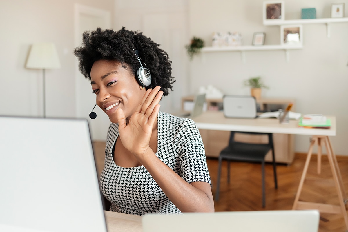 Girl participating in virtual career fair