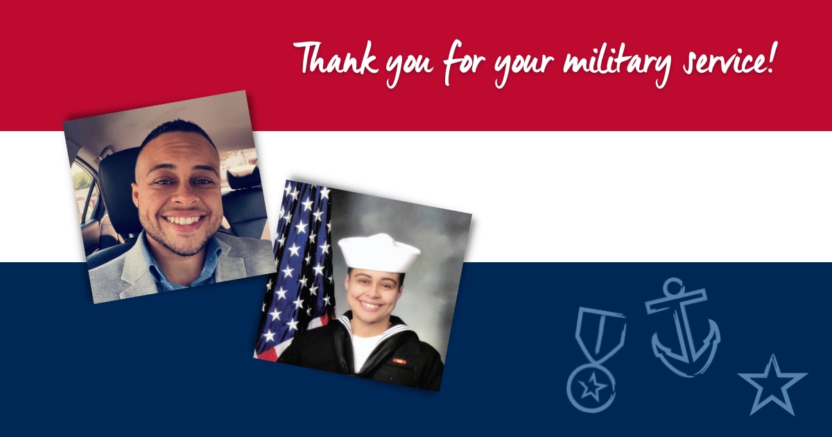 Norby Headshot and Military Photo on Red, White, and Blue Background