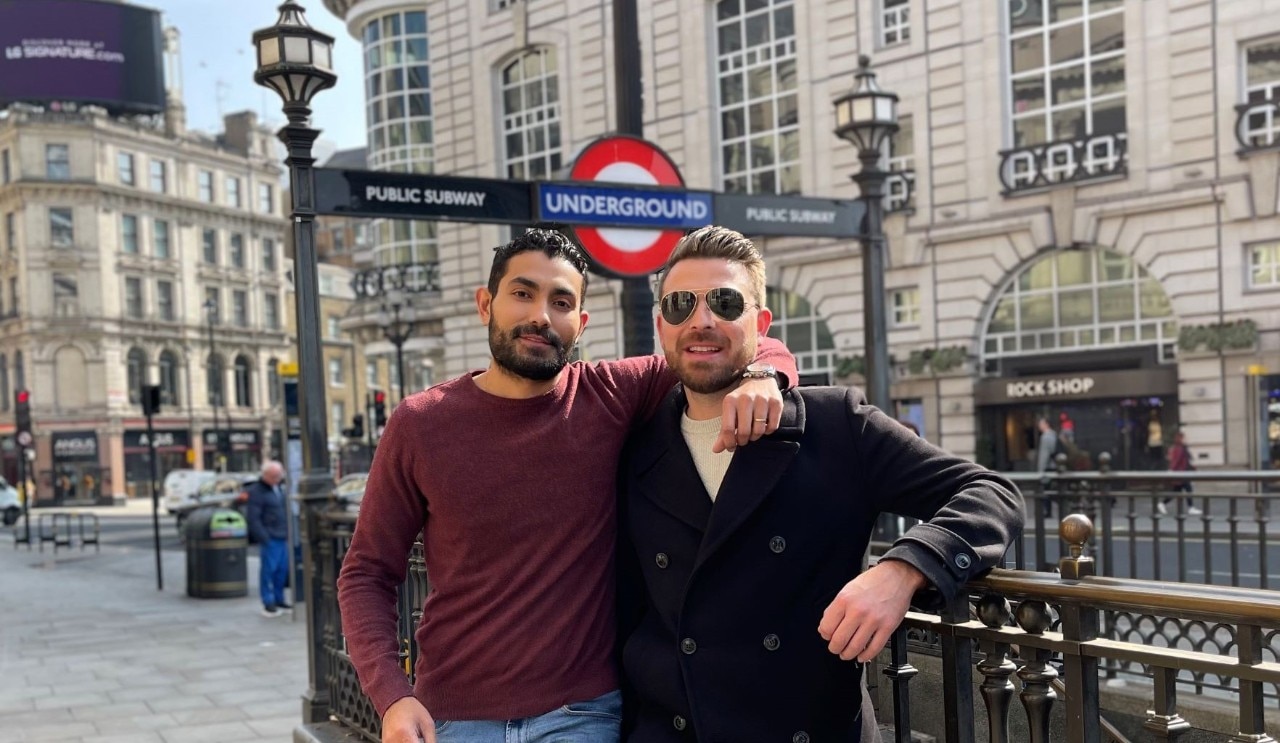 Nicolas Al Maalouf and his husband in London