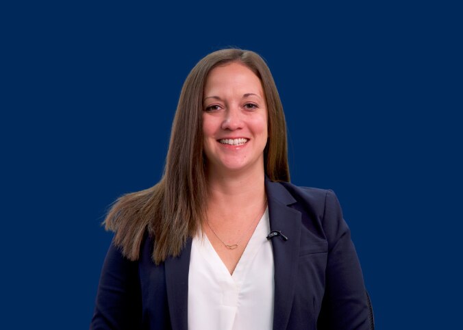 Woman profile picture with quote about her leadership opportunities.
